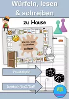 Vorschau - Arbeitsblätter - Würfeln Lesen und Schreiben: zu Hause / wohnen / Möbel & Räume - DaZ/DaF / Deutsch (Wortschatz) - Deckblatt