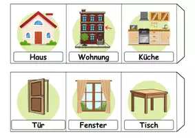 Vorschau - Arbeitsblätter - Leporello/Faltbuch Thema zu Hause / wohnen / Möbel & Räume (Klasse 1 und 2) - Seite 1