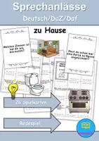 Vorschau - Spiele - Sprechanlässe zu Hause / wohnen / Möbel & Räume - DaZ/DaF / Deutsch (Redespiel) - Deckblatt