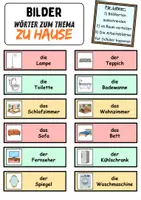 Vorschau - Mal- und Bastelvorlagen - Vokabelzettel / Bildkarten: zu Hause / wohnen / Möbel & Räume - DaZ/DaF / Deutsch (Wortschatz) - Seite 2