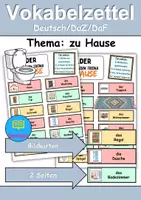 Vorschau - Mal- und Bastelvorlagen - Vokabelzettel / Bildkarten: zu Hause / wohnen / Möbel & Räume - DaZ/DaF / Deutsch (Wortschatz) - Deckblatt