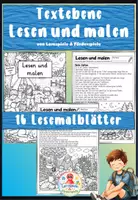 Vorschau - Arbeitsblätter - Lesen und malen auf Textebene - 16 Lesemalblätter - Deckblatt