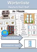 Vorschau - Mal- und Bastelvorlagen - Wörterliste zu Hause / wohnen / Möbel & Räume - DaZ/DaF / Deutsch (Grundschule) Kartenspiel - Deckblatt