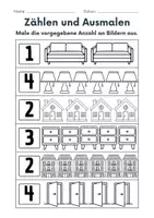 Vorschau - Arbeitsblätter - zu Hause / wohnen / Möbel & Räume Zählen & Ausmalen - Klasse 1 und 2 - Seite 2