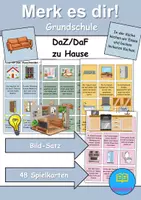 Vorschau - Spiele - Merk es dir zu Hause / wohnen / Möbel & Räume (Bild-Satz) - DaZ/DaF / Deutsch (Klasse 1 bis 4) - Deckblatt