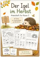 Vorschau - Arbeitsblätter - Der Igel im Herbst , Arbeitsheft inkl. Wortschatzkarten - Deckblatt