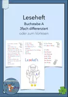 Vorschau - Arbeitsblätter - Leseheft Lesehausaufgabe A Druckschrift Wochenplan Buchstabe - Deckblatt