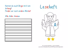 Vorschau - Arbeitsblätter - Leseheft Lesehausaufgabe A Druckschrift Wochenplan Buchstabe - Seite 3