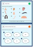 Vorschau - Stationenlernen - Karteikarten Englisch Body Parts Freiarbeit Englisch - Deckblatt