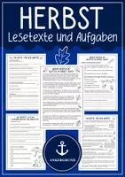 Vorschau - Arbeitsblätter - Herbst Lesetexte & Textverständnis Aufgaben - Deckblatt