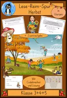 Vorschau - Arbeitsblätter - Leseförderung Herbst, Lesespur in Reimen, als Gedicht, Klasse 3 - 5 - Deckblatt