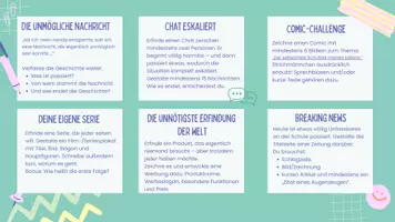 Vorschau - Aufgabenkarten - Kreativchallenge – Vertretungsaufgaben - Seite 1