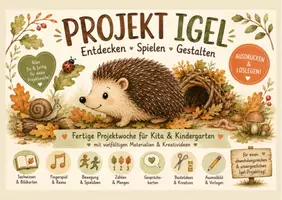 Vorschau - Arbeitsblätter - Projekt Igel – fertige Projektwoche für Kita & Kindergarten | Sachwissen, Spiele & Basteln - Deckblatt