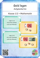Vorschau - Stationenlernen - Geld legen Selbstkontrolle Paare finden - Deckblatt