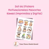 Vista previa - Decoración del aula - Set Stickers Motivacionales Mascotas Kawaii | Imprimible y Digital - Portada