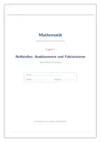 Vorschau - Arbeitsblätter - Kapitel 2 Nullstellen und Faktorisieren Skript+Aufgaben - Deckblatt