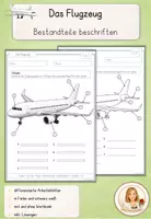 Vorschau - Arbeitsblätter - Das Flugzeug – Bestandteile beschriften | Sachunterricht Klasse 3/4 - Deckblatt