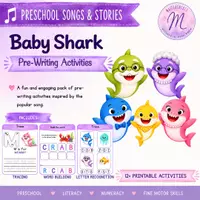 Vista previa - Unidades / Secuencias / Situaciones de Aprendizaje - Preschool Songs & Stories: Baby Shark Pre-Writing Acts - Portada