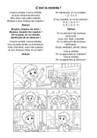 Aperçu - Feuilles d'exercices - Comptine "C'est la rentrée" (cycle, cycle 2, inclusion) - Page 1