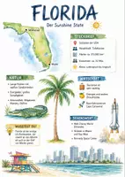 Vorschau - Arbeitsblätter - Lernplakat + AB mit Fragen zum Thema "Florida" + Lösungsblatt + Infografik - Deckblatt