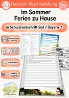 Vorschau - Unterrichtsreihen - Sommer - Abschreibübung "Ferien zu Hause" in 4 Schul - Druckschriften und in 2 Schwierigkeitsstufen (D-A-CH) - Seite 1