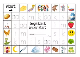 Voorbeeld - rol en schrijf beginklank anker start en 1 blokschrift rechtop - Voorblad