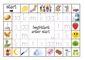 Voorbeeld - rol en schrijf beginklank anker start en 1 blokschrift rechtop - Pagina 1