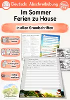 Vorschau - Unterrichtsreihen - Sommer - Abschreibübung "Ferien zu Hause" in Grundschrift und in 2 Schwierigkeitsstufen - Deckblatt