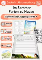 Vorschau - Unterrichtsreihen - Sommer - Abschreibübung "Ferien zu Hause" in Lateinischer Ausgangsschrift in 2 Schwierigkeitsstufen - Deckblatt