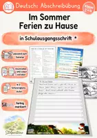 Vorschau - Unterrichtsreihen - Sommer - Abschreibübung "Ferien zu Hause" in Schulausgangsschrift und in 2 Schwierigkeitsstufen - Deckblatt