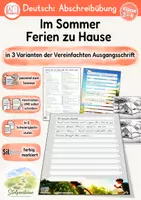 Vorschau - Unterrichtsreihen - Sommer - Abschreibübung "Ferien zu Hause" in Vereinfachter Ausgangsschrift und in 2 Schwierigkeitsstufen - Deckblatt