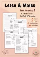 Vorschau - Stundenentwürfe - Lesen und Malen | Im Herbst | 5-fach differenziert | Sinnerfassendes Lesen Klasse 1-4 - Seite 1