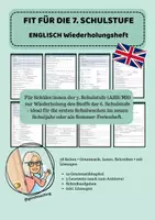 Vorschau - Arbeitsblätter - Englisch Wiederholung Sommerferien – Fit für die 7. Schulstufe | Englisch | Übungsheft - Deckblatt