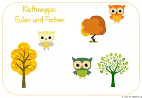 Vorschau - Arbeitsblätter - Klettaufgaben: Eulen und Farben - Seite 1