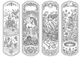 Vorschau - Mal- und Bastelvorlagen - Lesezeichen zum Ausmalen - Fantasie - Deckblatt