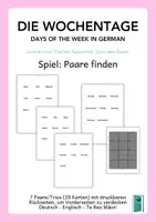 Vorschau - Spiele - Spiel: Paare finden | German/DaZ | Wochentage/Days of the week - Deckblatt