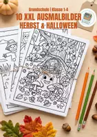 Vorschau - Arbeitsblätter - 10 XXL AUSMALBILDER HERBST & HALLOWEEN - Deckblatt