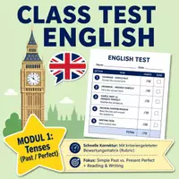 Vorschau - Klassenarbeiten - Class Test English 1: Simple Past vs. Present Perfect (Klasse 5/6) - Deckblatt