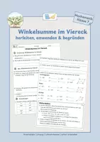 Vorschau - Arbeitsblätter - Winkelsumme im Viereck herleiten & fehlende Winkel berechnen - Deckblatt