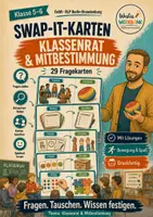 Vorschau - Spiele - 🃏 SwapIt-Kartenspiel: Klassenrat & Mitbestimmung – 29 Fragekarten | Lernen mit Bewegung | GeWi Klasse 5–6 - Deckblatt