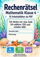 Vorschau - Arbeitsblätter - Rechenrätsel | Mathematik Klasse 4 | 10 Arbeitsblätter als PDF - Deckblatt