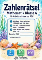 Vorschau - Arbeitsblätter - Zahlenrätsel | Mathematik Klasse 4 | 10 Arbeitsblätter als PDF - Deckblatt