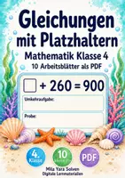 Vorschau - Arbeitsblätter - Gleichungen mit Platzhaltern | Mathematik Klasse 4 | 10 Arbeitsblätter als PDF - Deckblatt