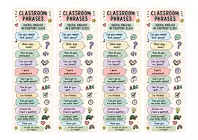 Vorschau - Merkblätter - English Classroom Phrases & Tenses – Lesezeichen - Deckblatt