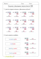 Vista previa - Hojas de trabajo - Componer y descomponer números hasta el 100 - página 3