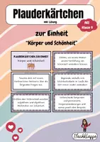 Vorschau - Aufgabenkarten - AES 9 - Plauderkärtchen "Körper und Schönheit" + Lösung - Deckblatt