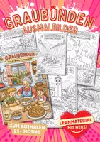 Vorschau - Mal- und Bastelvorlagen - Graubünden Schweiz Kanton Ausmalbilder - Deckblatt
