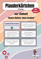 Vorschau - Aufgabenkarten - AES 9 - Plauderkärtchen "Global denken, lokal handeln" + Lösung - Deckblatt