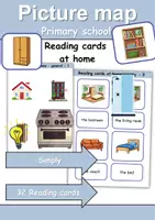 Vorschau - Mal- und Bastelvorlagen - Materialpaket - Lesekarten/Bildkarten At home / Living / Furniture & Rooms - zu Hause / wohnen / Möbel & Räume Easy and Medium - Englisch - Seite 1