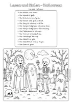 Vorschau - Arbeitsblätter - Halloween Lesen & Malen | Leseverstehen | Wortschatz Farben & Halloween | 5 Ausmalbilder als 2-fach differenzierte Arbeitsblätter, inkl. Malen & Schreiben | Deutsch, DaZ/DaF, Klassenleitung | Klasse 2/3/4/5/6 I Deutschunterricht Material für den Herbst - Seite 3